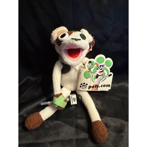 Vintage Y2K Pets.Com Sock Puppet Ad Dog w Tags